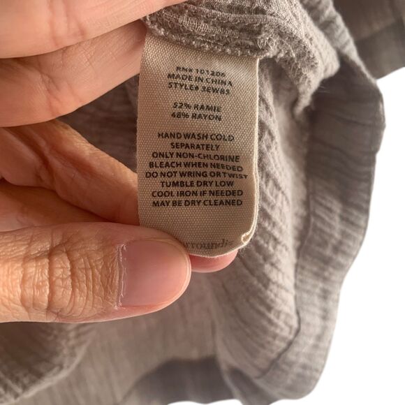 Soft Surrounding Womens Taupe Gauzy Lagenlook Top PL Button Detail Flowy Casual - Picture 3 of 7